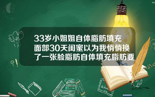33岁小姐姐自体脂肪填充面部30天闺蜜以为我悄悄换了一张脸脂肪自体填充脂肪要多久