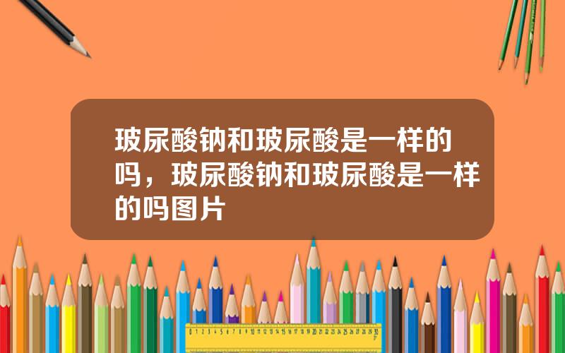 玻尿酸钠和玻尿酸是一样的吗，玻尿酸钠和玻尿酸是一样的吗图片