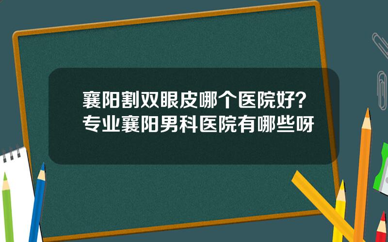 襄阳割双眼皮哪个医院好？专业襄阳男科医院有哪些呀